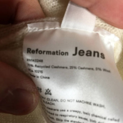 Reformation Cropped Crew Neck Cashmere Sweater Size XLarge NEW XL winter casual