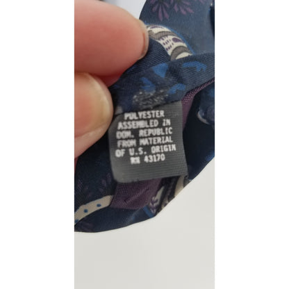 Vintage Mens Necktie 56" Blue Paisley Polyester wild wide FUNKY 70s 80s