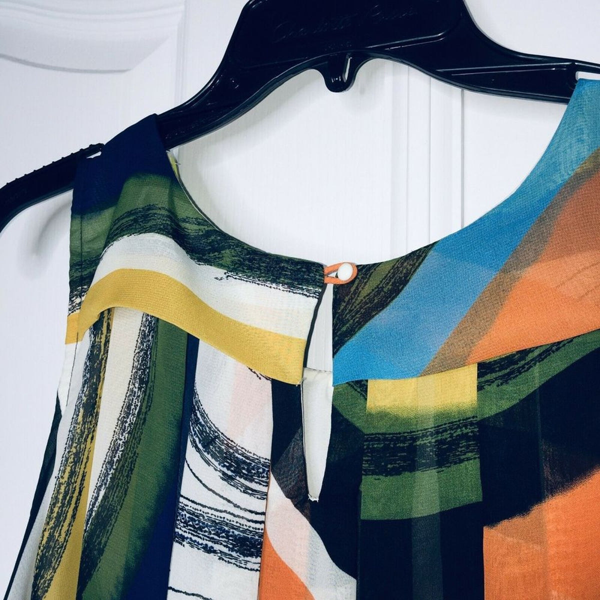 Trulli Sheer Overlay Pleated Sleeveless Shift Dress Multicolor Striped Size 6