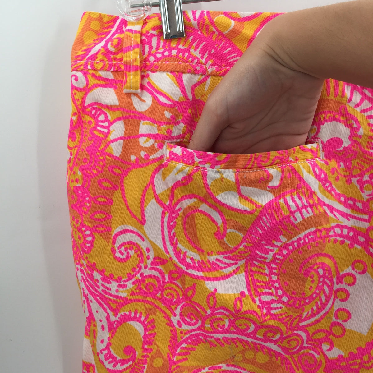 Lilly Pulitzer Callahan Sunshine Yellow Sea Be Seen Pink Orange Shorts Size 16