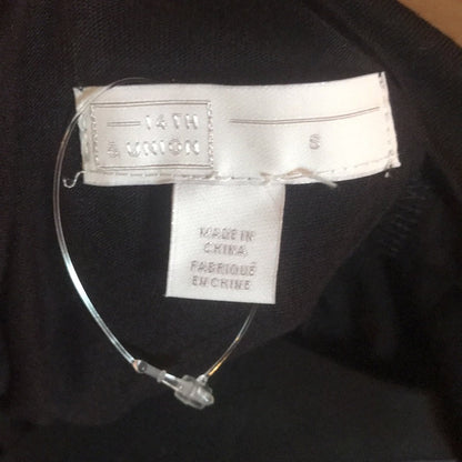 14th & Union Black Mock Neck Tie Back T Shirt Small short Sleeve Casual Travel