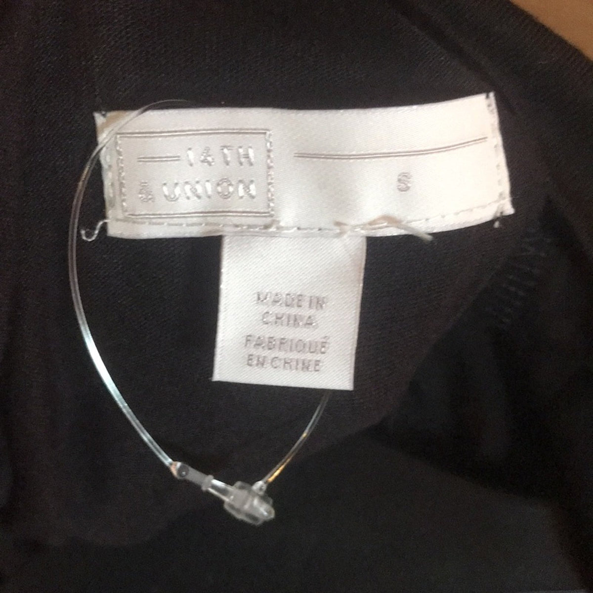 14th & Union Black Mock Neck Tie Back T Shirt Small short Sleeve Casual Travel