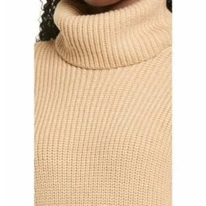 Wayf Culver Turtleneck Long Sleeve Sweater Dress Size Medium in Camel NWT