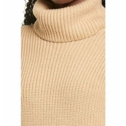 Wayf Culver Turtleneck Long Sleeve Sweater Dress Size Medium in Camel NWT