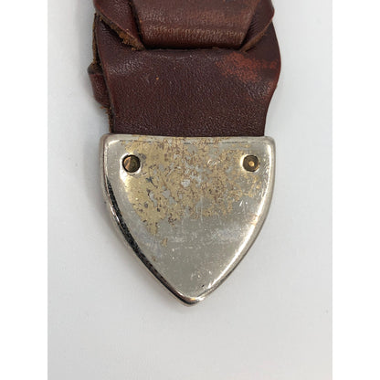 Vintage Sz 34 Argentina Braided Full Grain Cowhide Leather Belt Goldtone Buckle