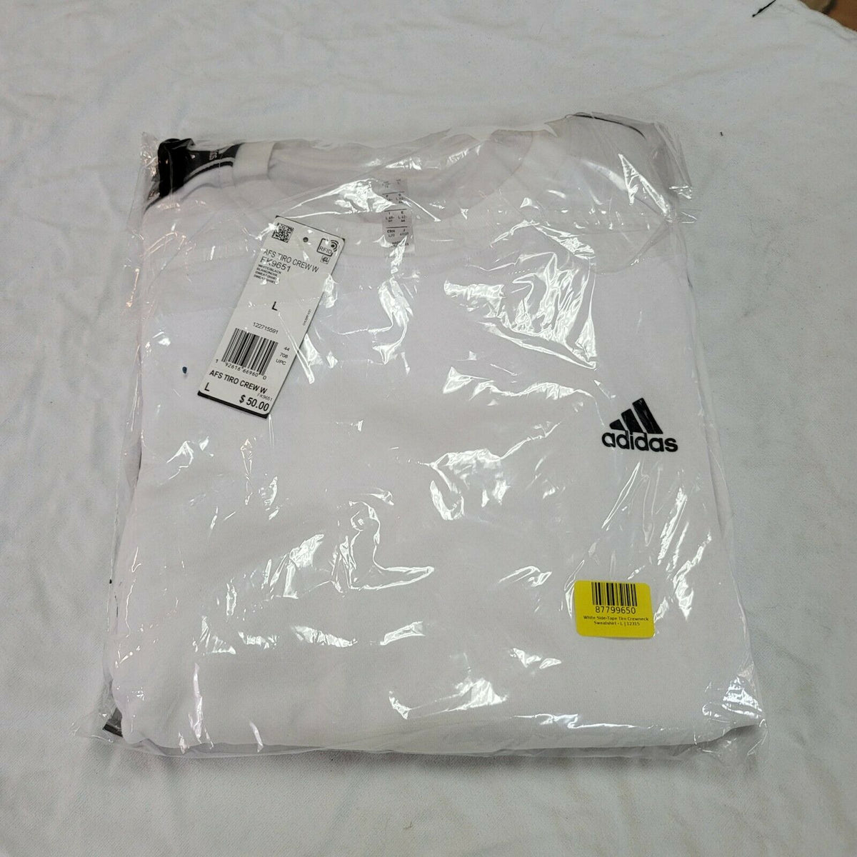 Adidas Tiro Training Pullover Sweatshirt Crew Neck Long Sleeve White Large