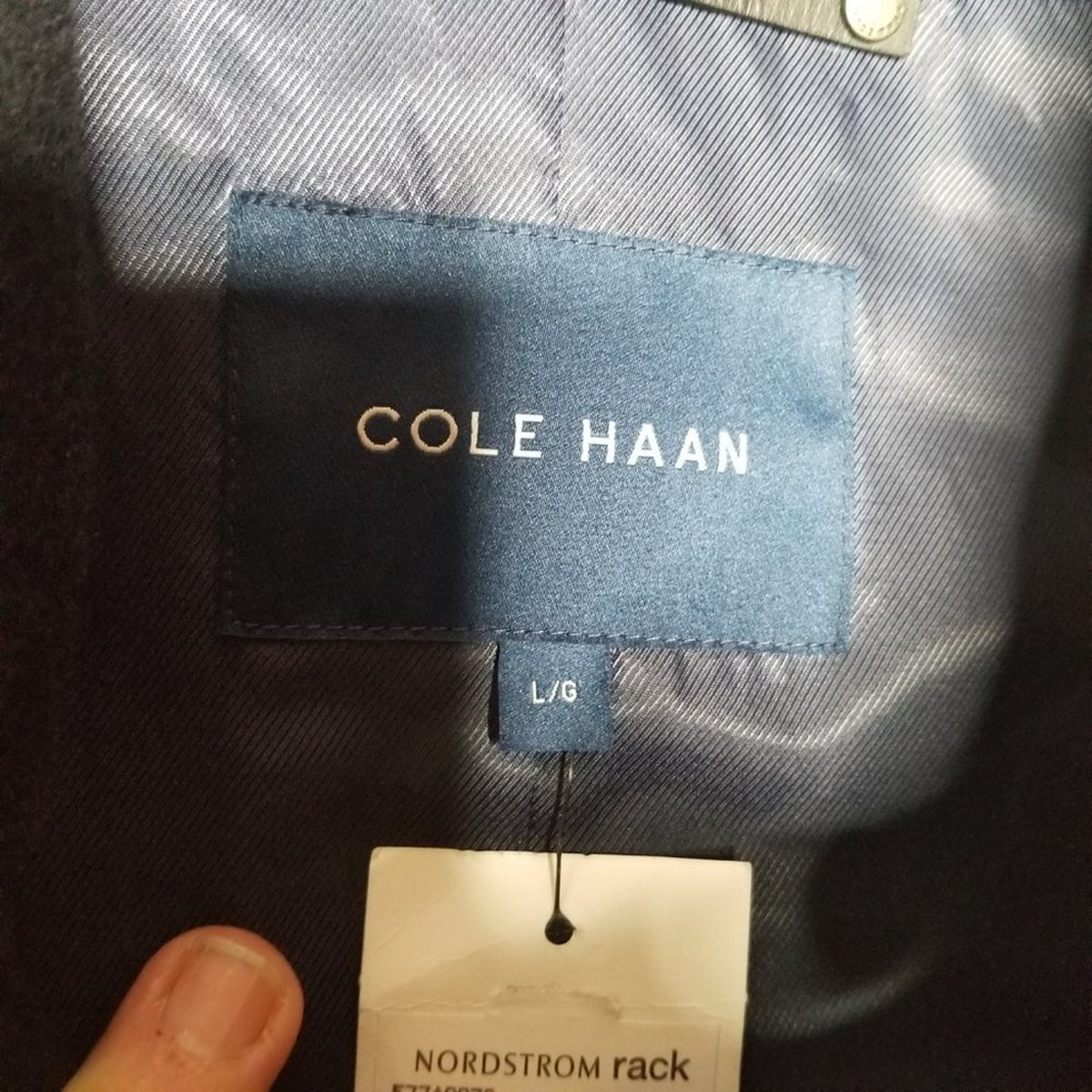 NWT Cole Haan Overcoat Jacket Long Sleeve Front Button Wool Blend Charcoal Large