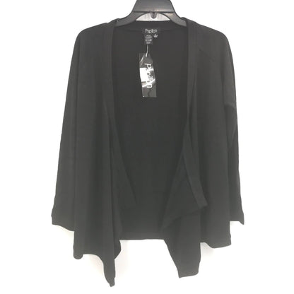 Papillon Black Front Open Cardigan Sweater 3/4 Sleeves Size Small NWT