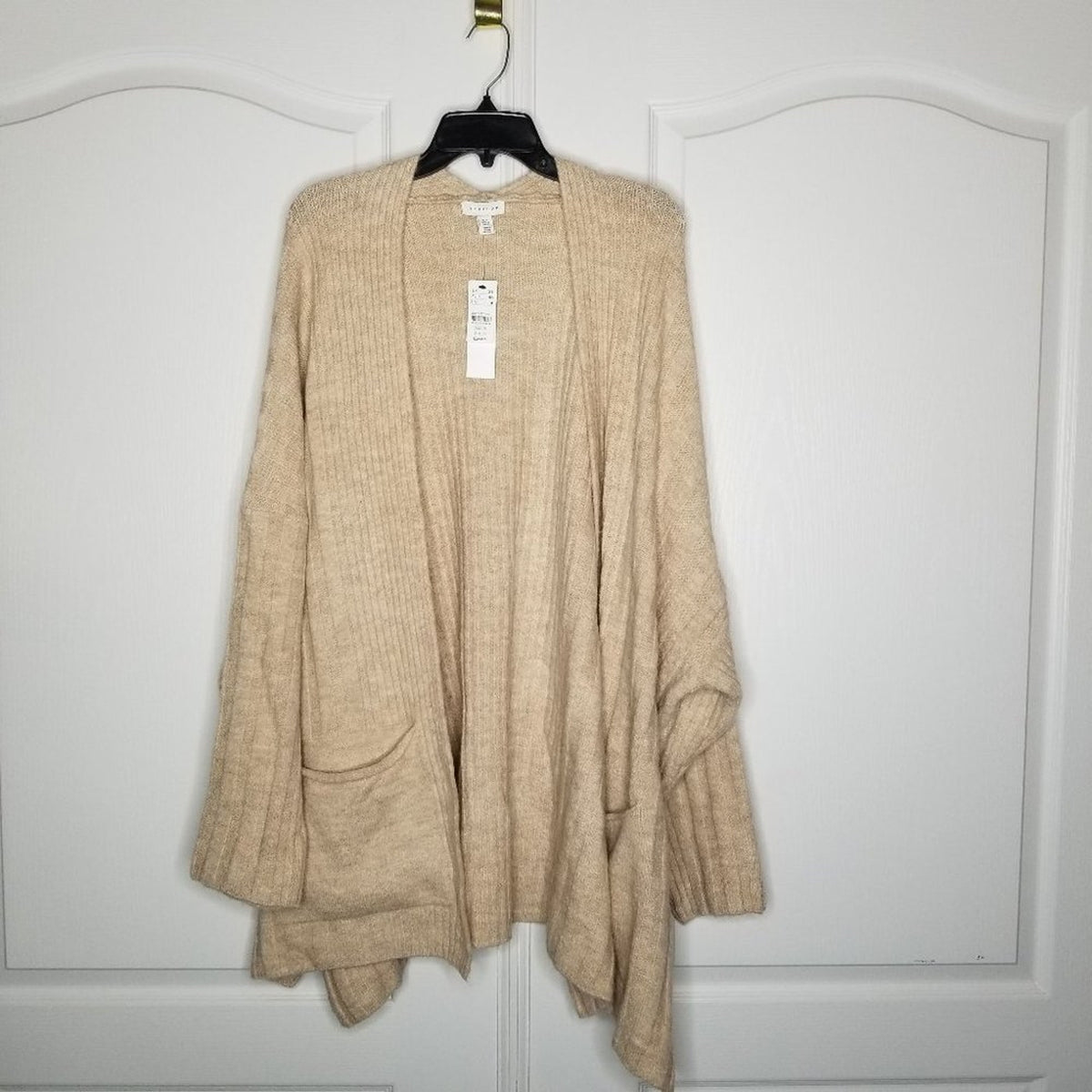 NWT Topshop Long Cardigan Open Front Long Sleeves Oversized Light Brown XL