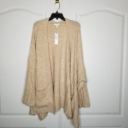 NWT Topshop Long Cardigan Open Front Long Sleeves Oversized Light Brown XL
