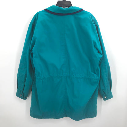 Towne Vintage London Fog Long Sleeve Zip Front Coat Jacket Blue 1980's