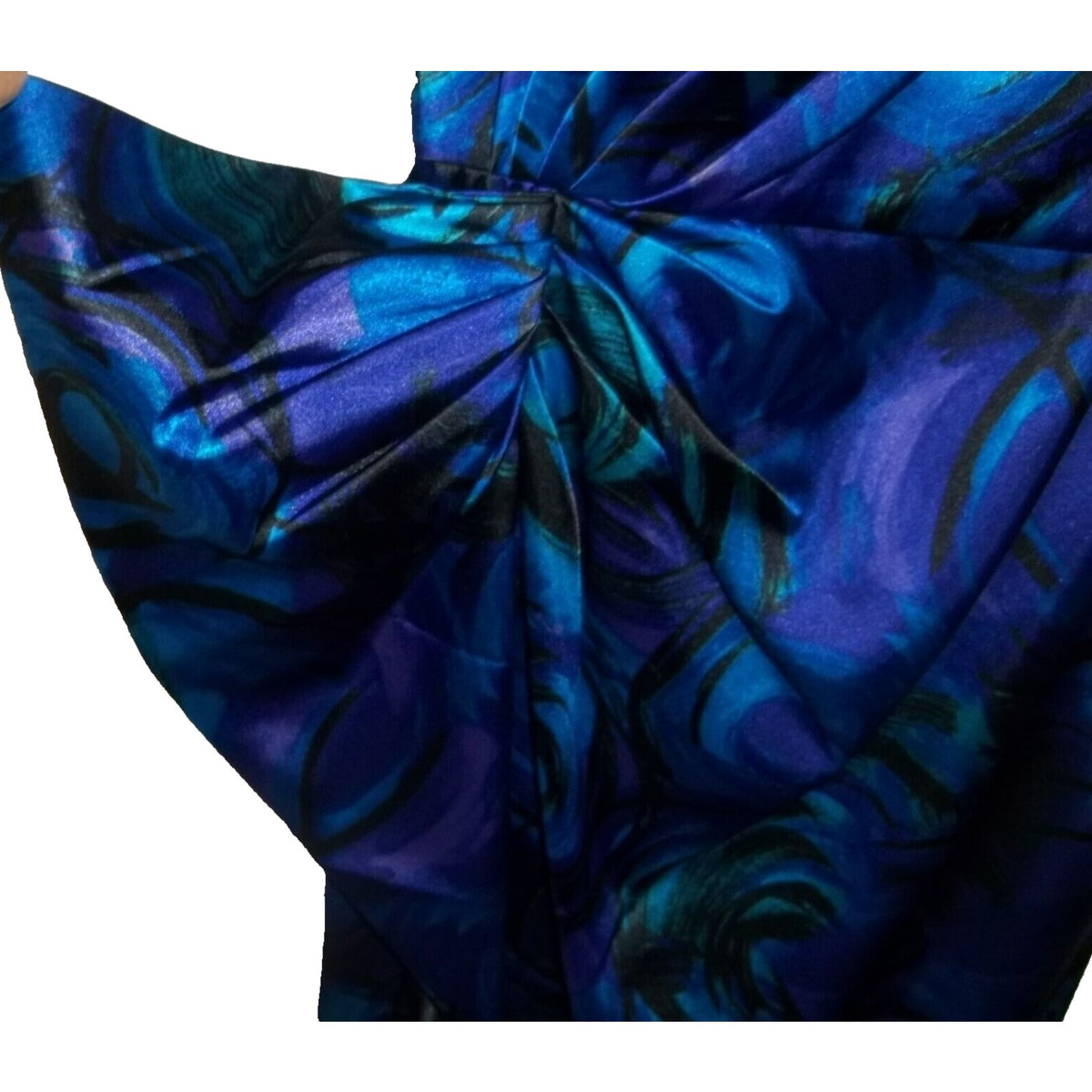 Maggy London Elegant Strapless Cocktail Dress Sz 6 Blue Purple Swirls Formal