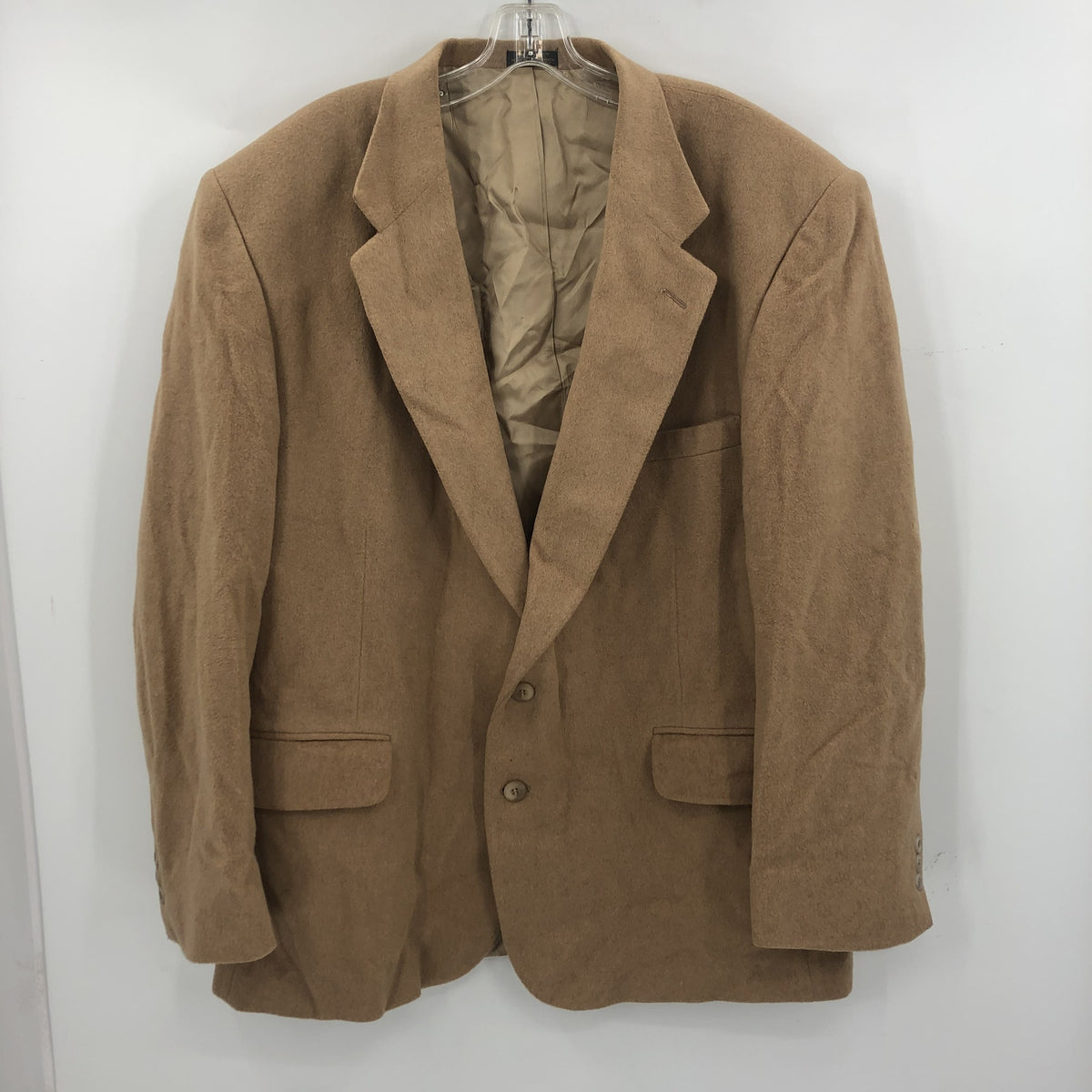 ROBERT STOCK Vintage Camel Hair Wool Coat Blazer Jacket Long Sleeves Brown 48R