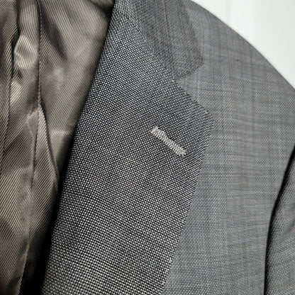 Hart Schaffner Marx 2 Button Windowpane Blazer 100% Worsted Wool Gray 38L