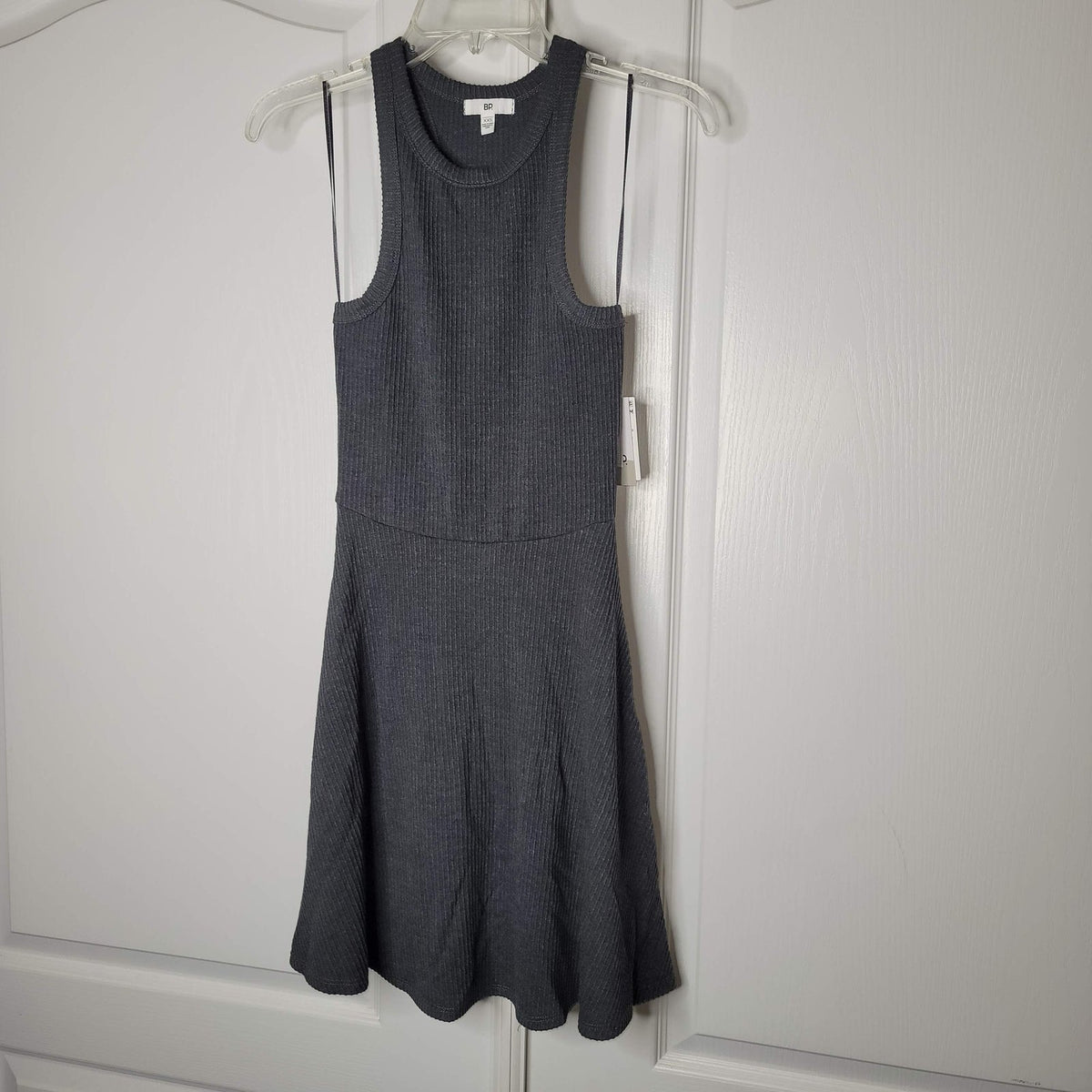 BP Sleeveless Ribbed Knit A-Line Mini Dress Grey Charcoal Heather Size XX-Small