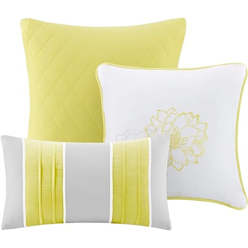 Madison Park Lola 7 Pieces California King Comforter Set Yellow Gray NEW