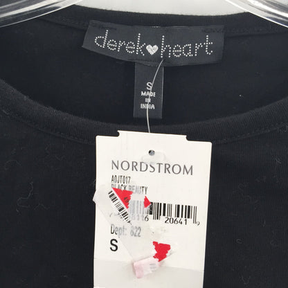 Derek Heart Doubled Sided Drawstring Long Sleeve Top Black Beauty Size Small NWT