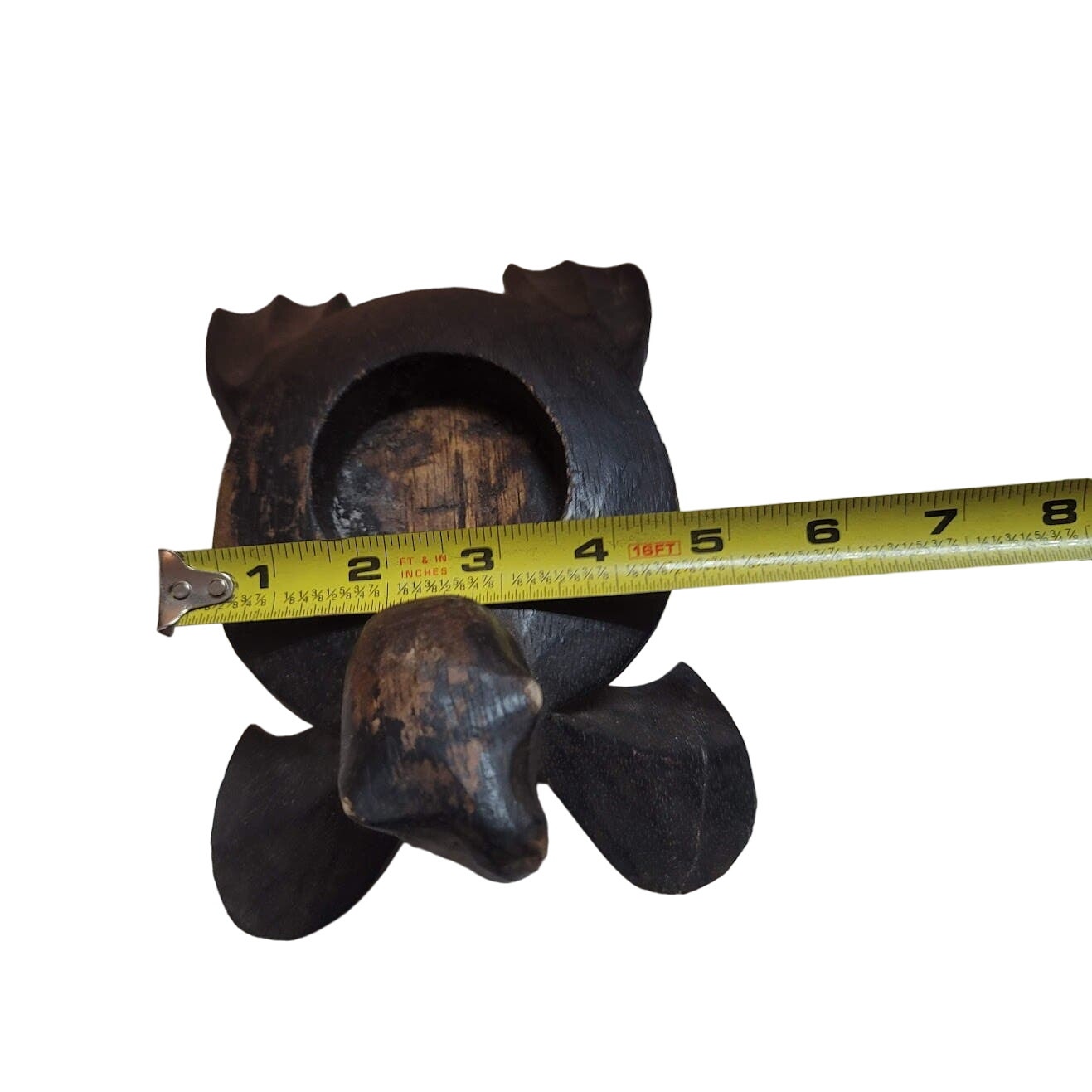Hand carved wood sea turtle  candle holder votive