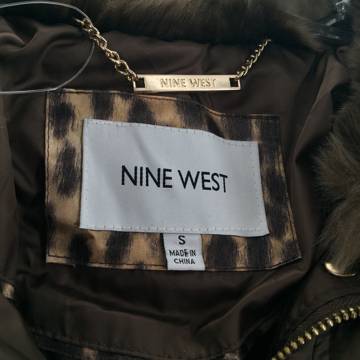 NINE WEST Women's Hooded Puffer Quilted Jackets Long Sleeves Brown Small NWT