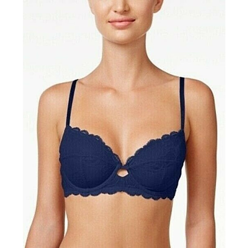 Bebe Pushup Bra size 34C Underwire Black Padded Back Closure Spellout Logo Band