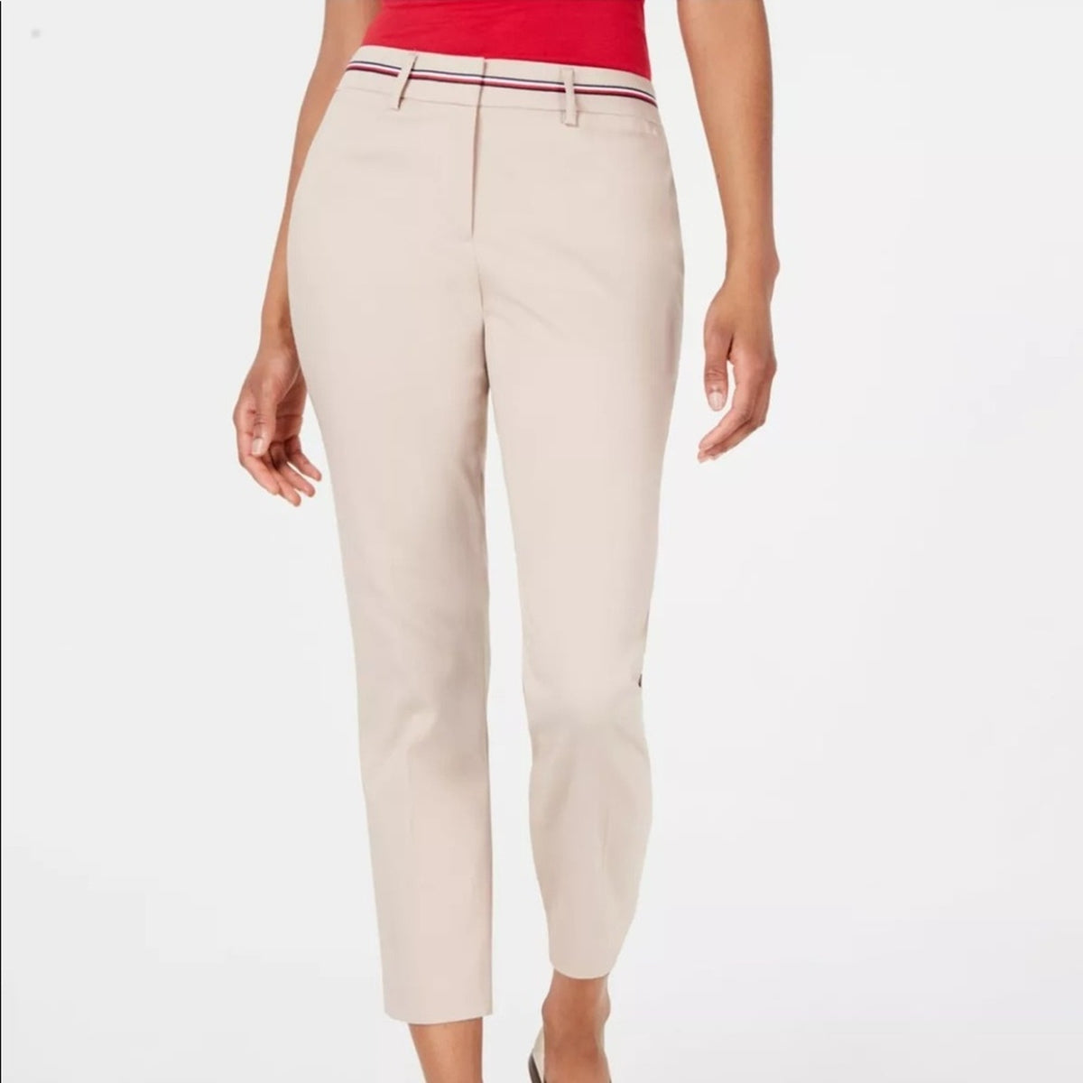 Tommy Hilfiger NEW Beige Ribbon Trim Pants Size 16 Bristol Capri