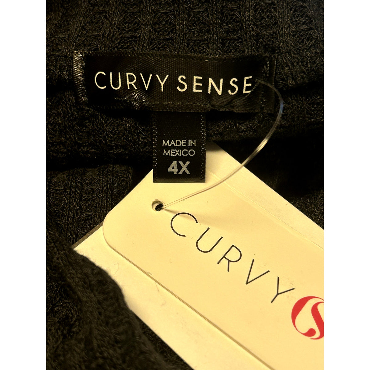 Curvy Sense NWT Plus Size Ramsey Black Waffle Button Tie Front Size 4X