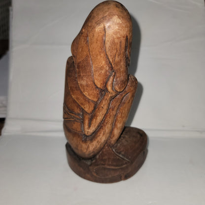 Signed Bali wood carving carved hard wood Balinese Carved Young Man