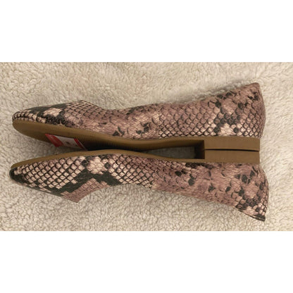 Steve Madden Danny Faux Sand Python Print Ballerina Flats Sz 7 Brown Black NWT
