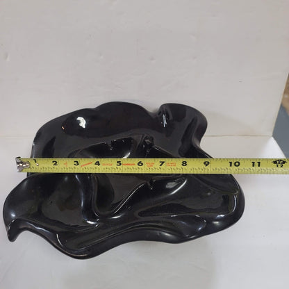 LARGE free form black ceramic Mid Century Modern Ashtray
