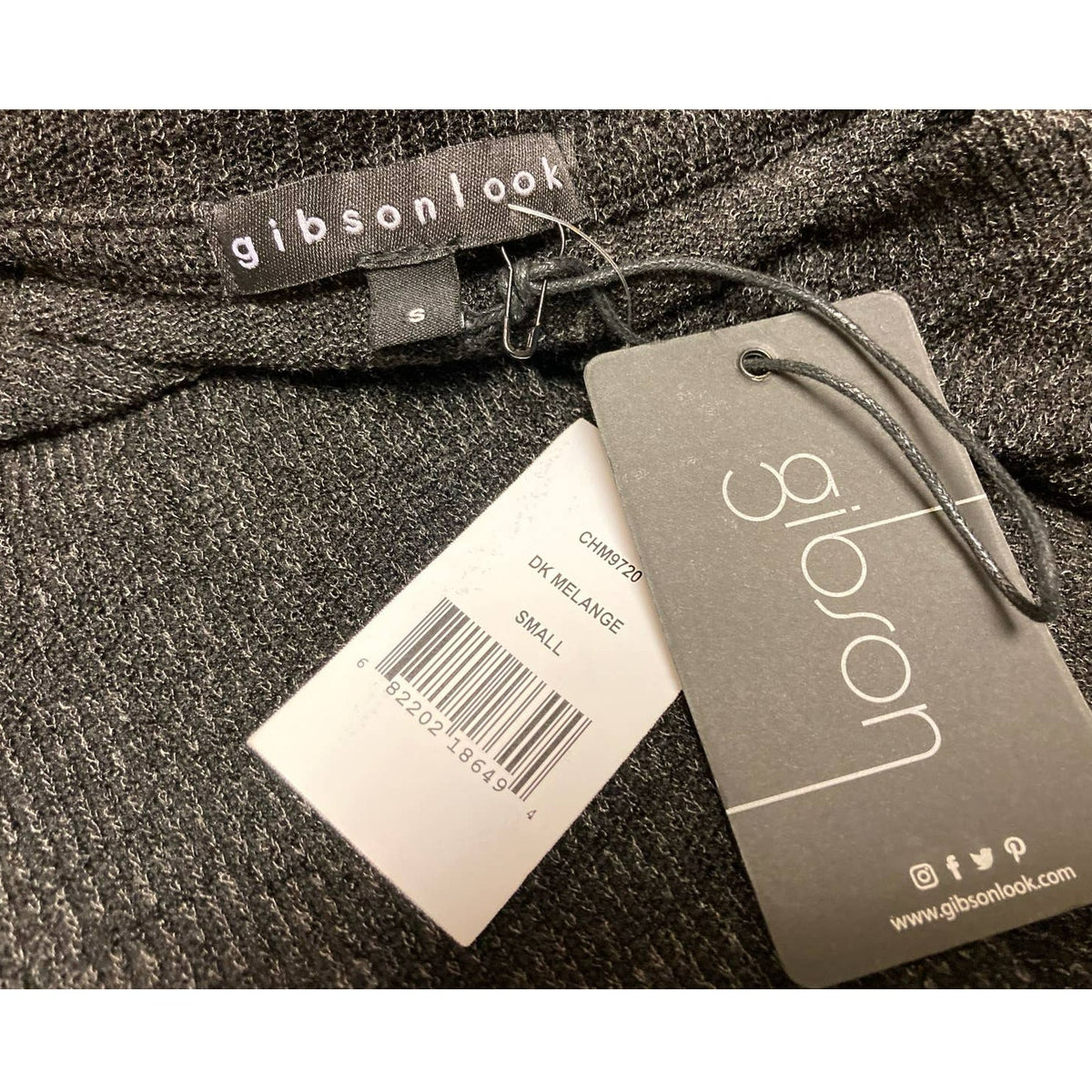 Gibsonlook Sweater Small Dark Gray Melange NEW Henley Crew Stretchy Knit Soft