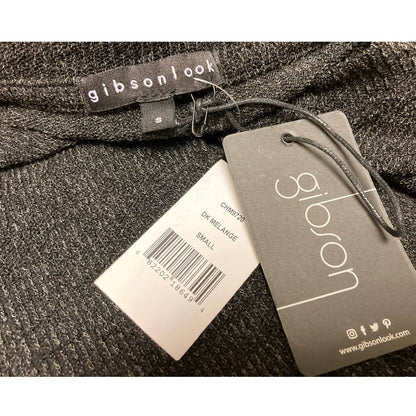 Gibsonlook Sweater Small Dark Gray Melange NEW Henley Crew Stretchy Knit Soft
