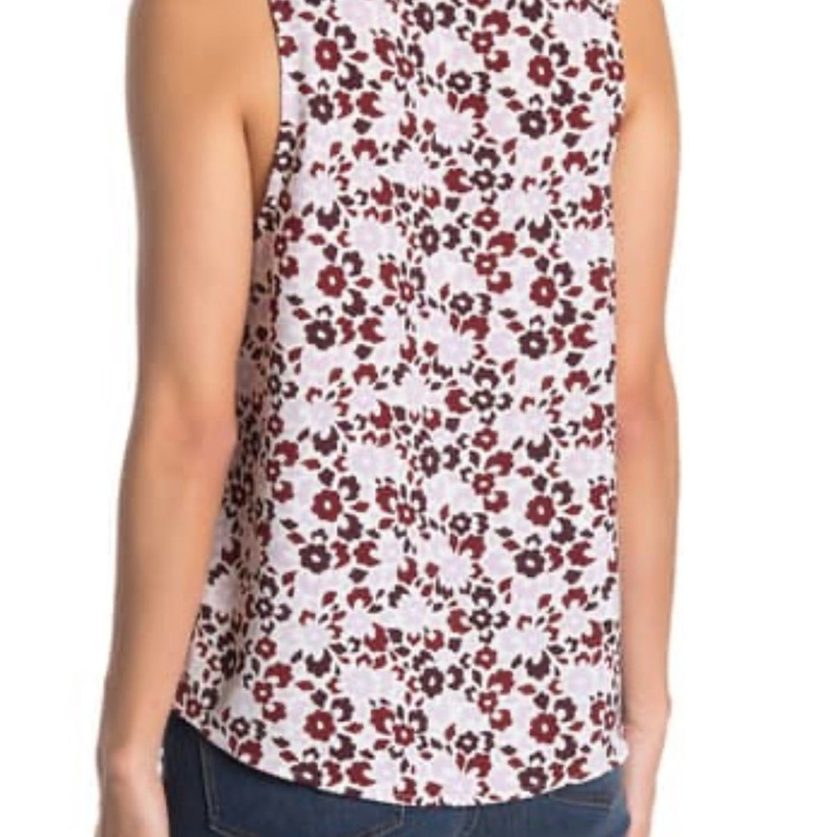 14th & Union White Burgundy Floral Tank Size Large