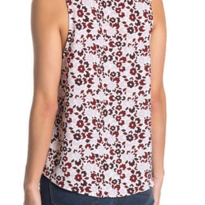 14th & Union White Burgundy Floral Tank Size Large