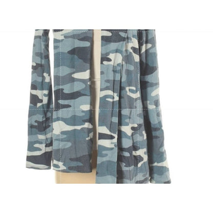 Gibson Open Front Cardigan Blue Camouflage Size PXS extra small petite NEW