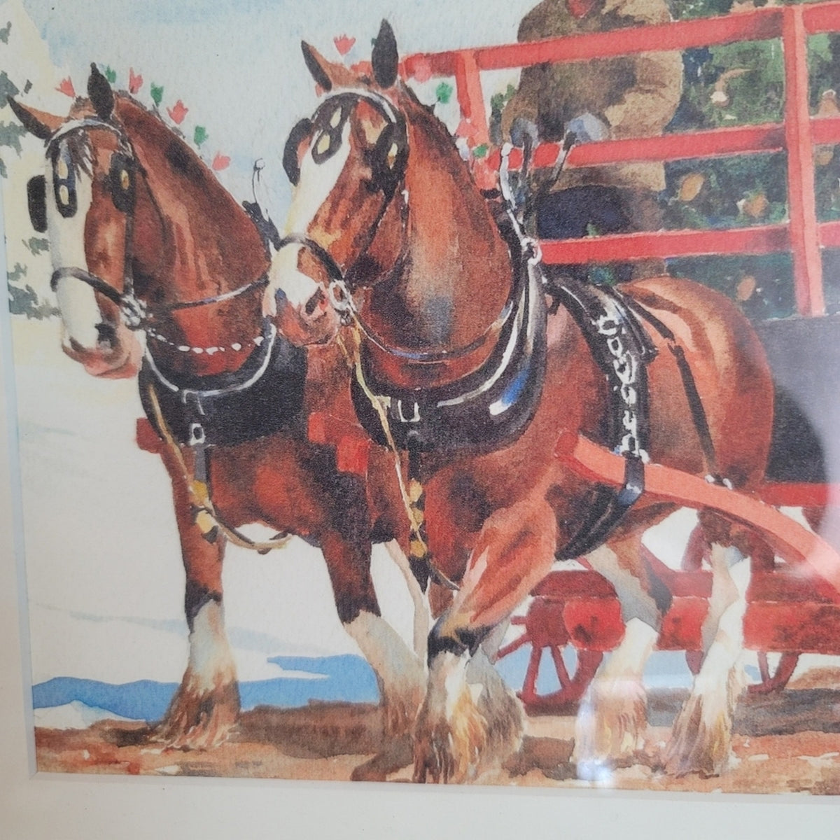Shay Roberts Print 001 Christmas Tree Wagon Framed carriage 2017 Horse Art