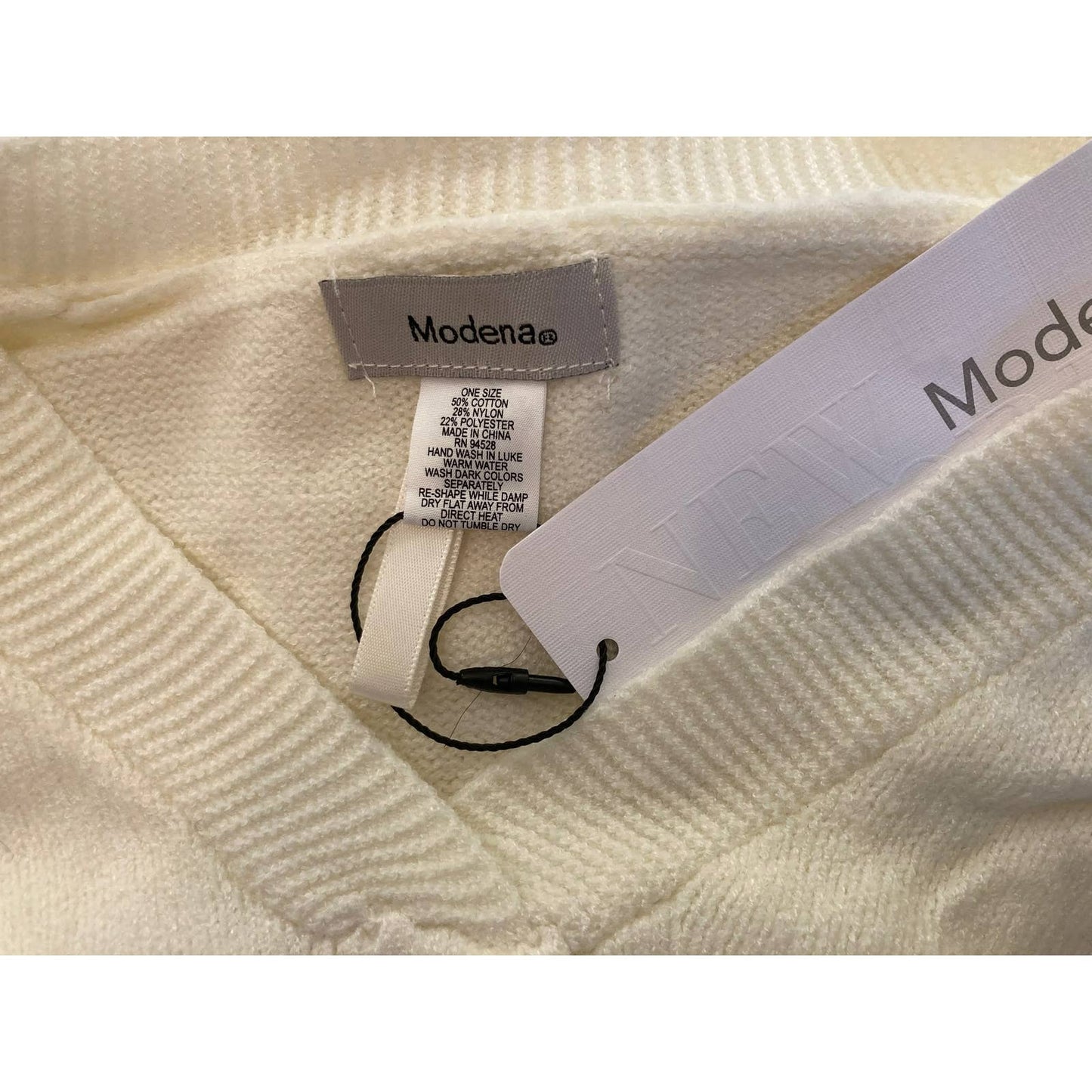 Modena Soft Knit V-Neck Open Side Kimono Poncho Sweater One Size Cream NWT