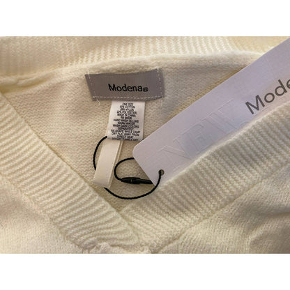Modena Soft Knit V-Neck Open Side Kimono Poncho Sweater One Size Cream NWT