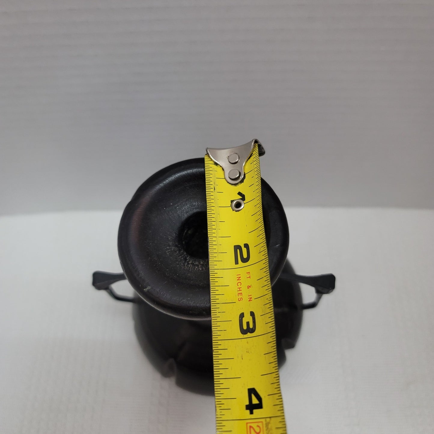 Vintage Brutalist Handmade Artisan Wood hand turned Vase Cut Nail Handles
