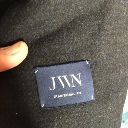 JWN Coat Long Sleeves Double Mock Neck Peacoat Blue Marl Button quilted Wool XL