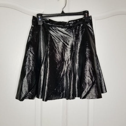 TopShop Black Idol Mini Flippy Skirt Faux Leather 8 PUNK Goth Circle Short