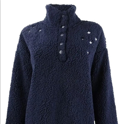 Jenni Women’s Faux Sherpa Cozy Starry Pullover Size Small