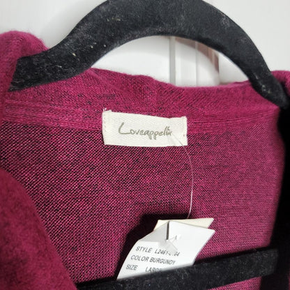 Loveappella NWT Burgundy Sweater Top Long Sleeve Cowl Neck Large