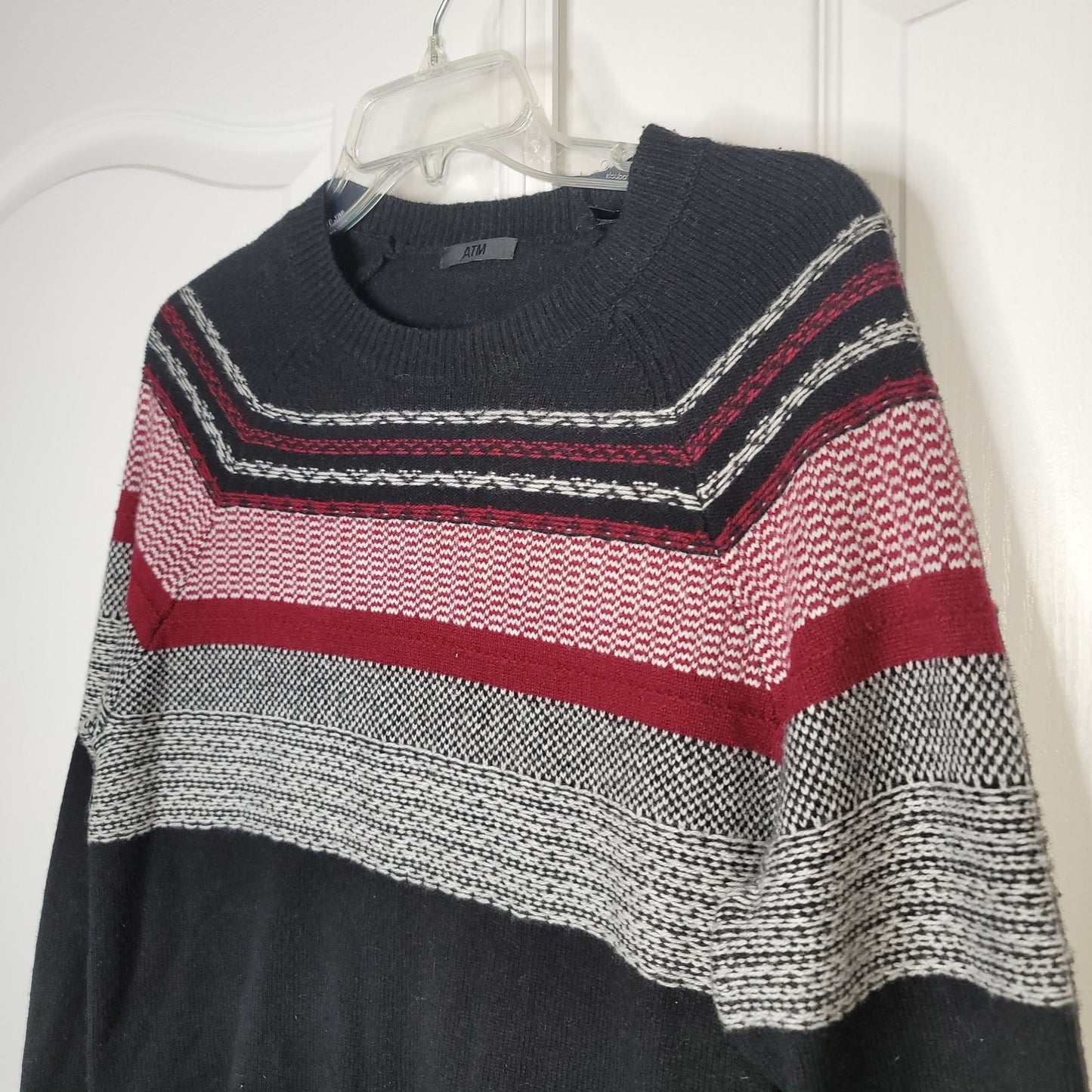ATM Nordic Ski Crew Neck Knitted Pullover Sweater Shirt Long Sleeve Size Small