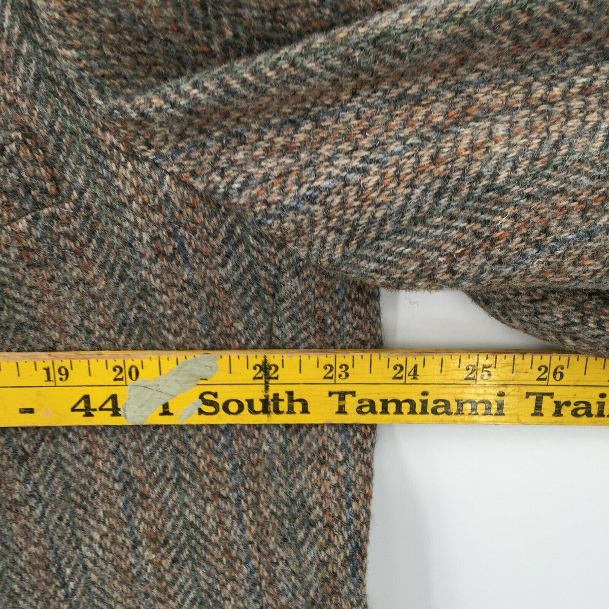 VINTAGE Charles Gregory Tweed BrownBlue Herringbone Wool Blazer Jacket Med/Large