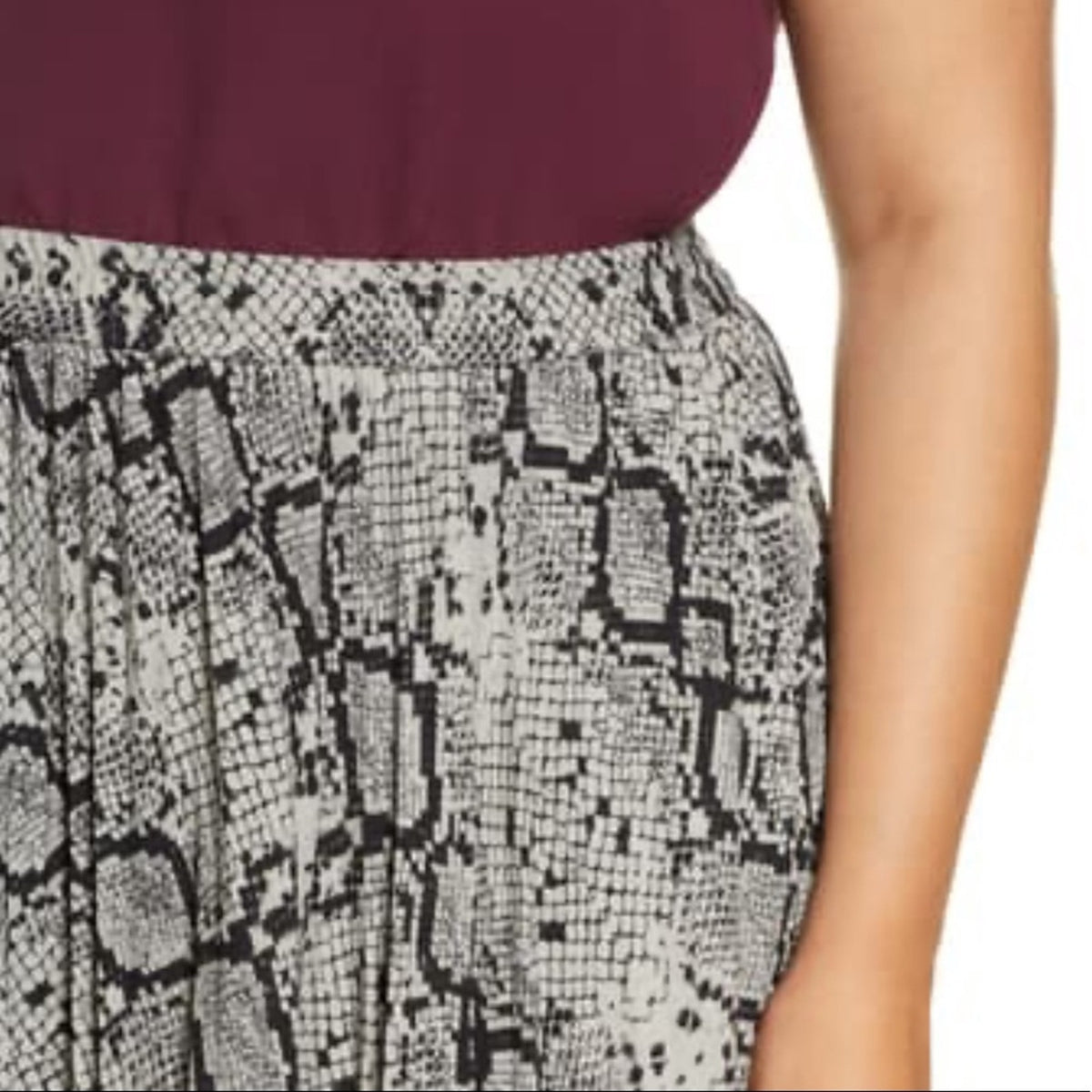 Halogen NEW Grey Snake Print Pleated Skirt Size XS