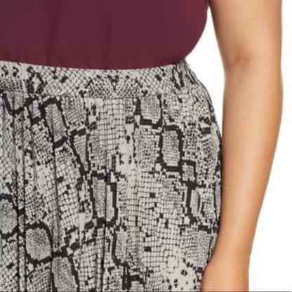 Halogen NEW Grey Snake Print Pleated Skirt Size XS