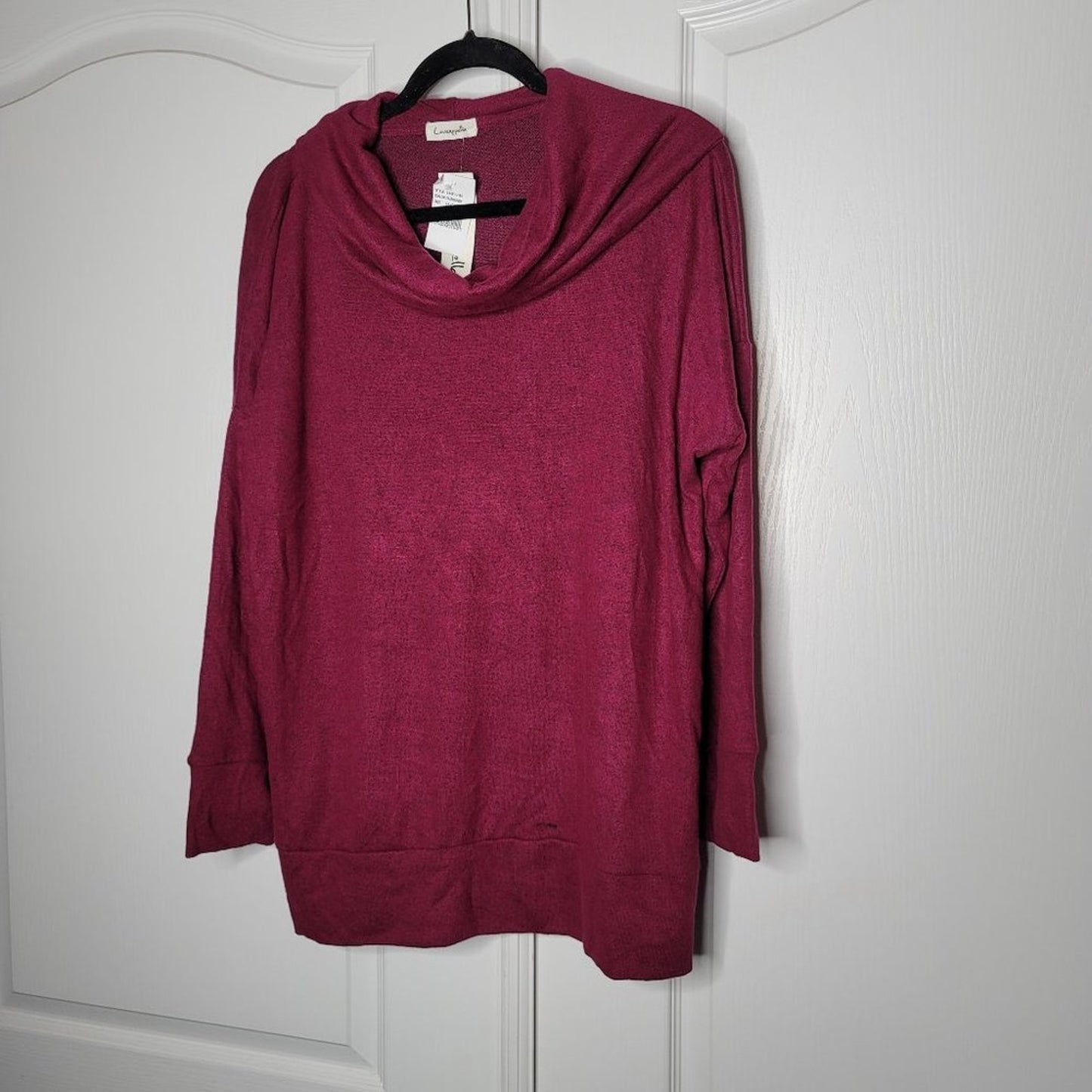 Loveappella NWT Burgundy Sweater Top Long Sleeve Cowl Neck Large
