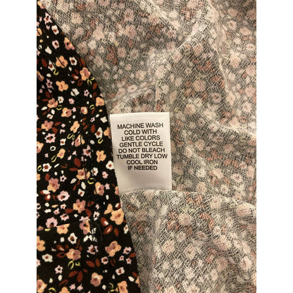 La La Land Mini Dress Medium Black Mauve Floral Print NWT Off Shoulder Empire