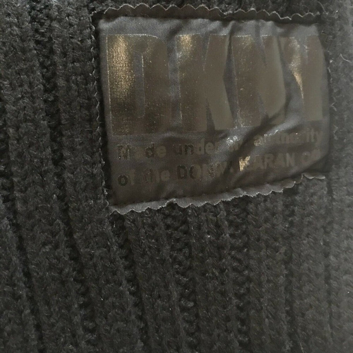 DKNY Fleece-Lined Black Knit Infinity Scarf Length 29in