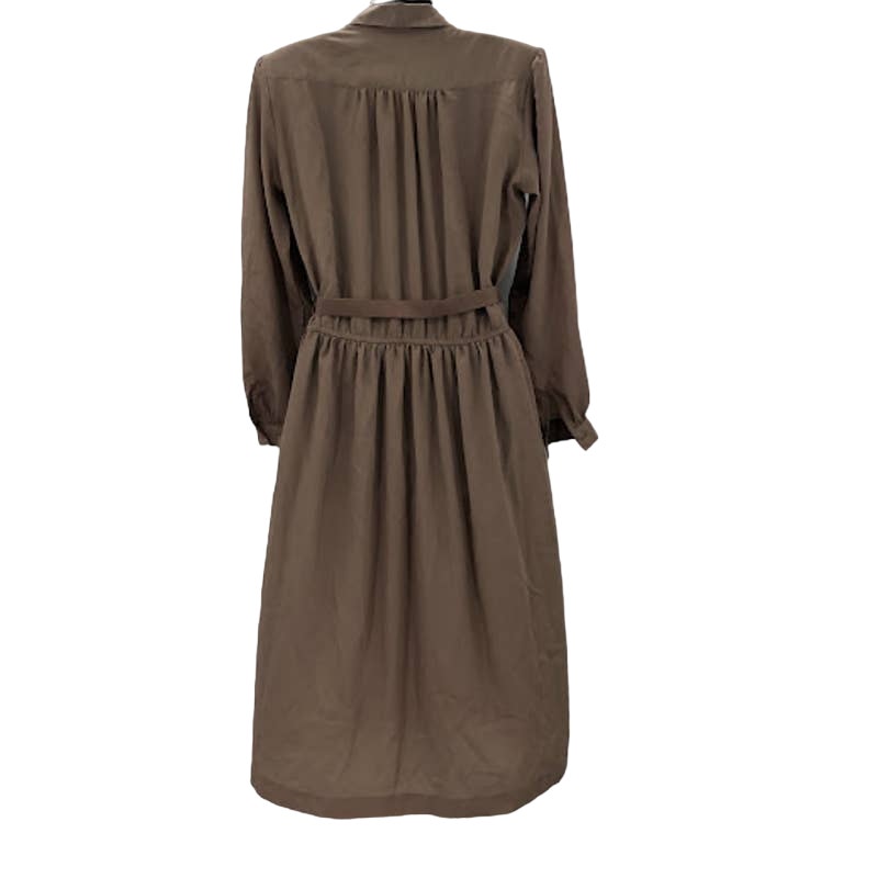Andrea Gayle Vintage 1980s Brown Fit Flare Belted Long Sleeve Dress Size 10